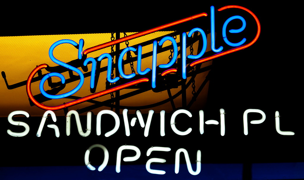 Snapple Sandwich Place Open Neon Sign